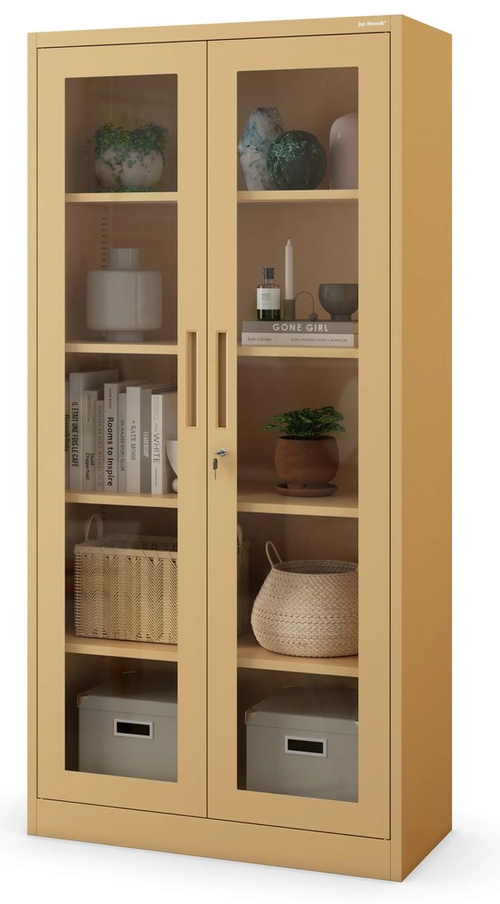 Witryna szklana AMELIA, 900 x 1850 x 400 mm, Fresh Style, beżowa