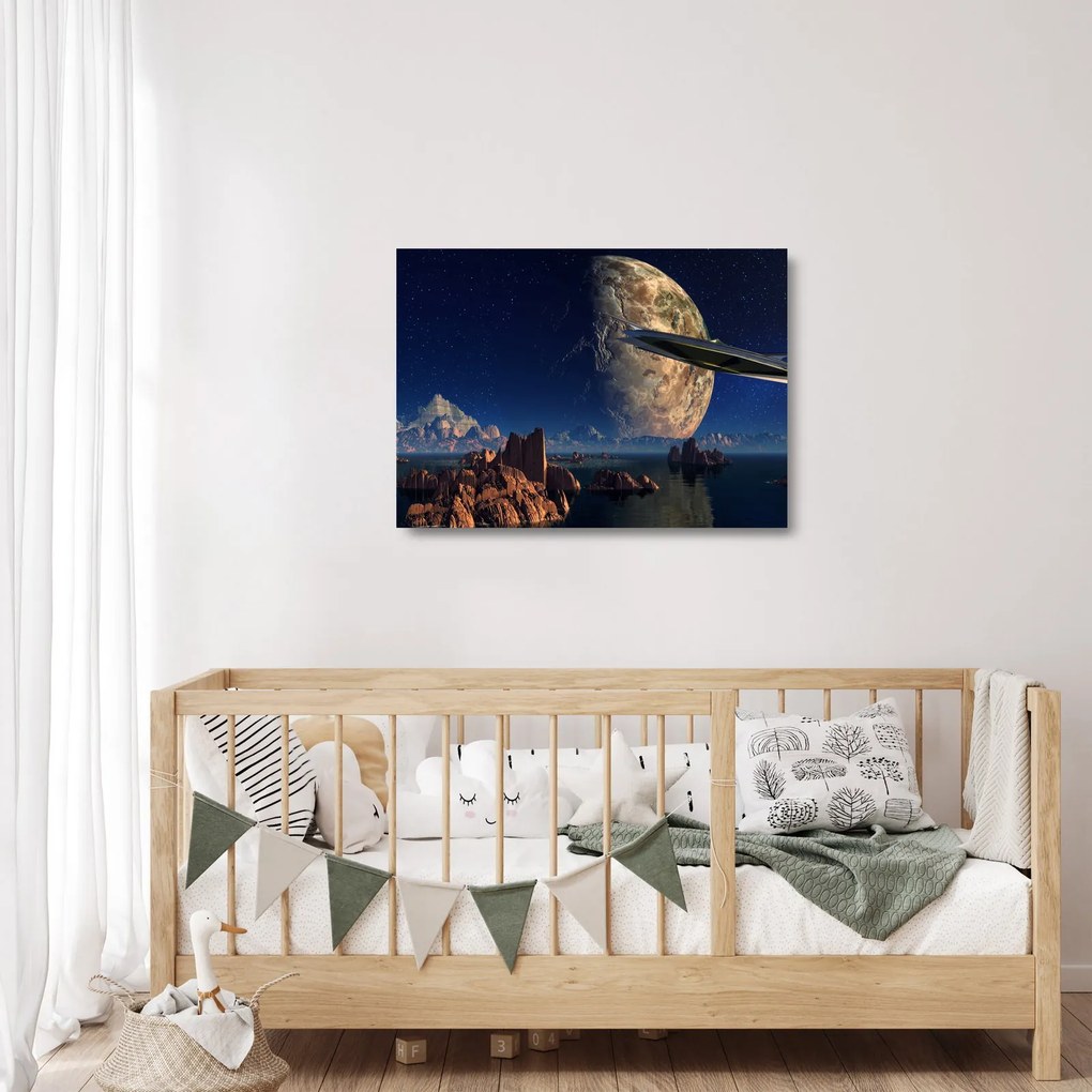 Obraz na szkle - Przybycie kosmitów (70x50 cm)