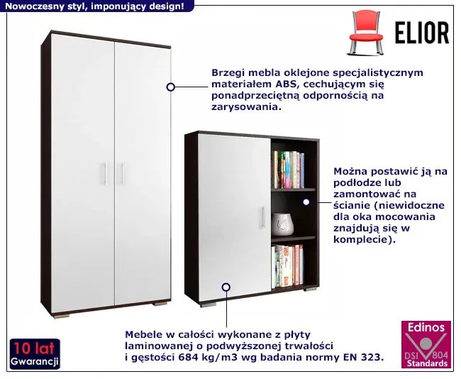 Zestaw komoda i szafa wenge + biały - Zormo