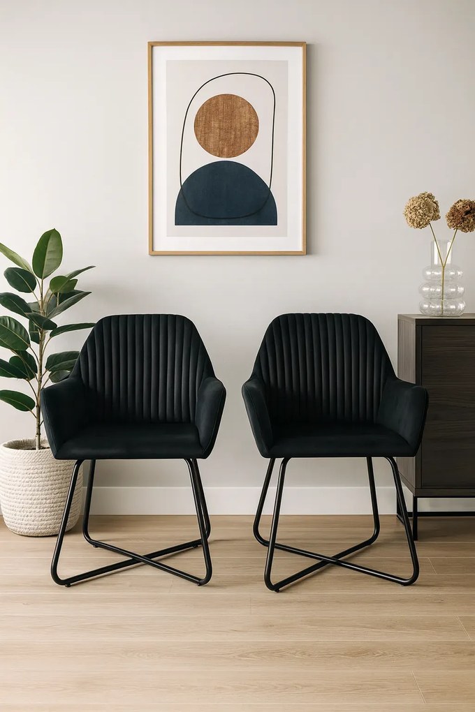 2 szare welurowe krzesła stołowe T7-C14