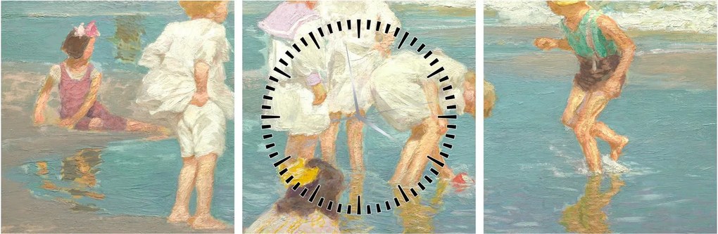 Obraz - Edward Henry Potthast, A Holiday, reprodukcje (z zegarem) (90x30 cm)