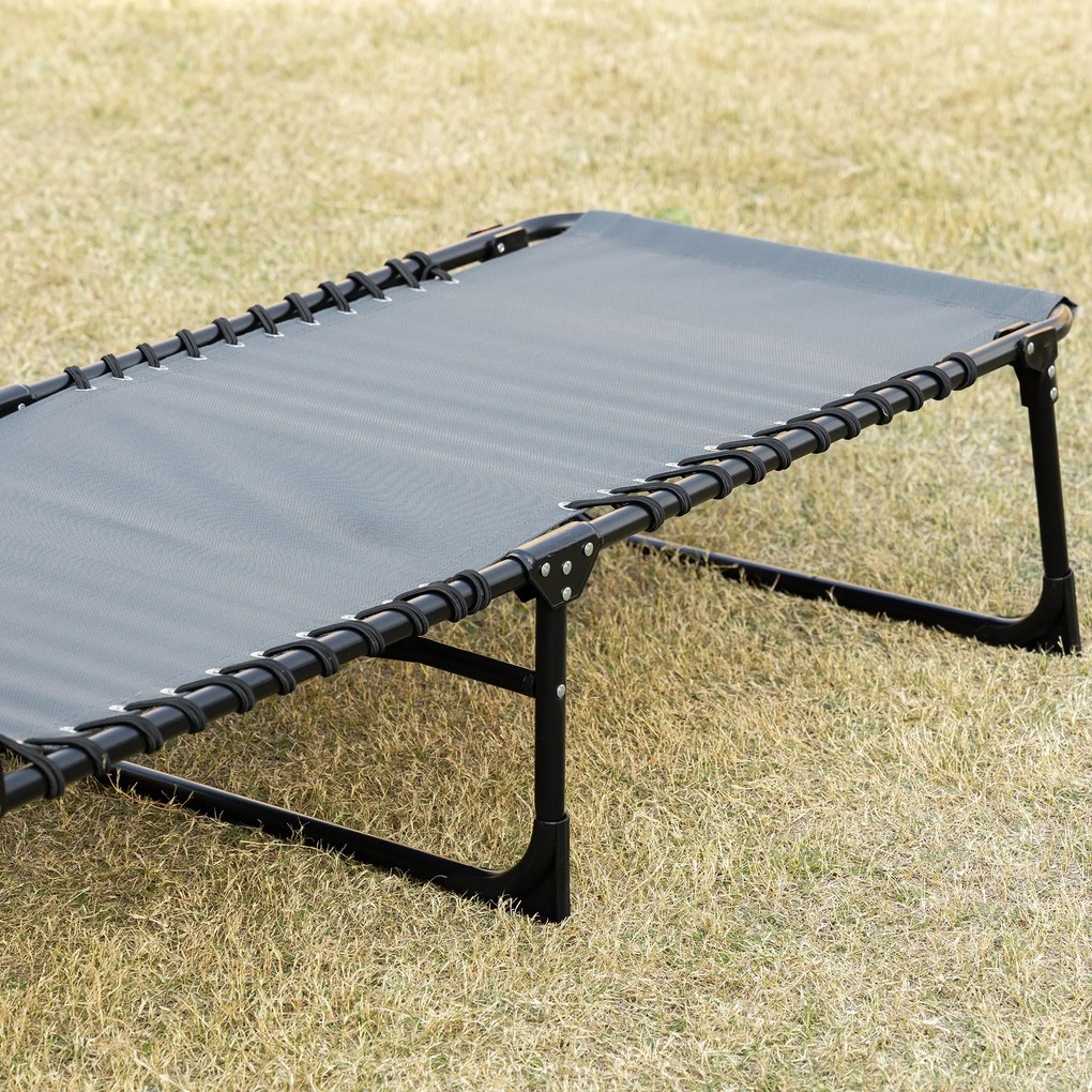 Outsunny Leżak składany z poduszką na szyję, rama ze stali, pokrycie siatkowe, nośność 120 kg, Szary