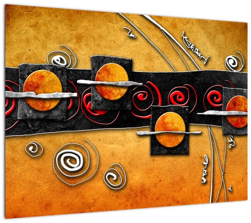 Abstrakcyjny obraz - Planety (70x50 cm)