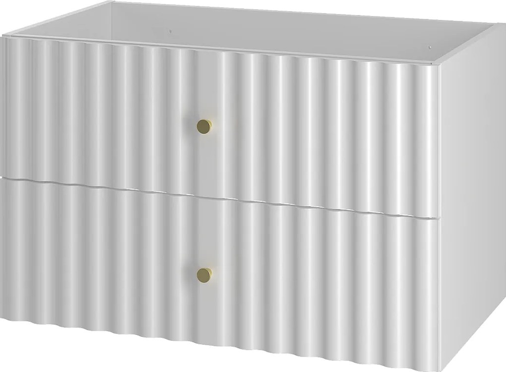 Biała Szafka Łazienkowa pod Umywalkę 80cm Ryflowane Fronty Aqua