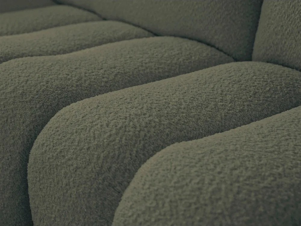Zielony narożnik z materiału bouclé (lewostronny/z szezlongiem) Azra – Bobochic Paris
