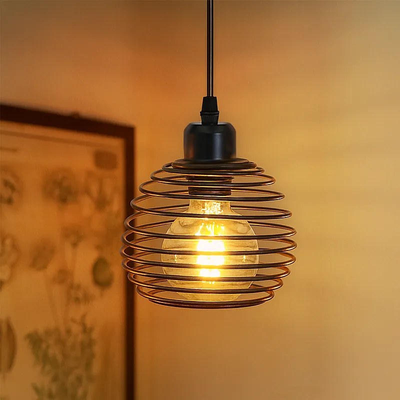 Lampa wisząca Nettlife Vintage 1 Bulb: czarna lampa wisząca w stylu industrialnym z kablem 4,5 m, wtyczką i przełącznikiem, gniazdem E27