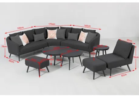 Melia LIKA-TEX® antracyt - luksusowy zestaw ogrodowy