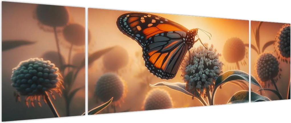 Obraz – Motyl w zachodzącym słońcu (170x50 cm)
