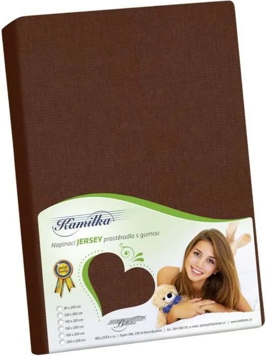 Bellatex Prześcieradło Jersey ciemnobrązowy, 90 x 200 cm, 90 x 200 cm