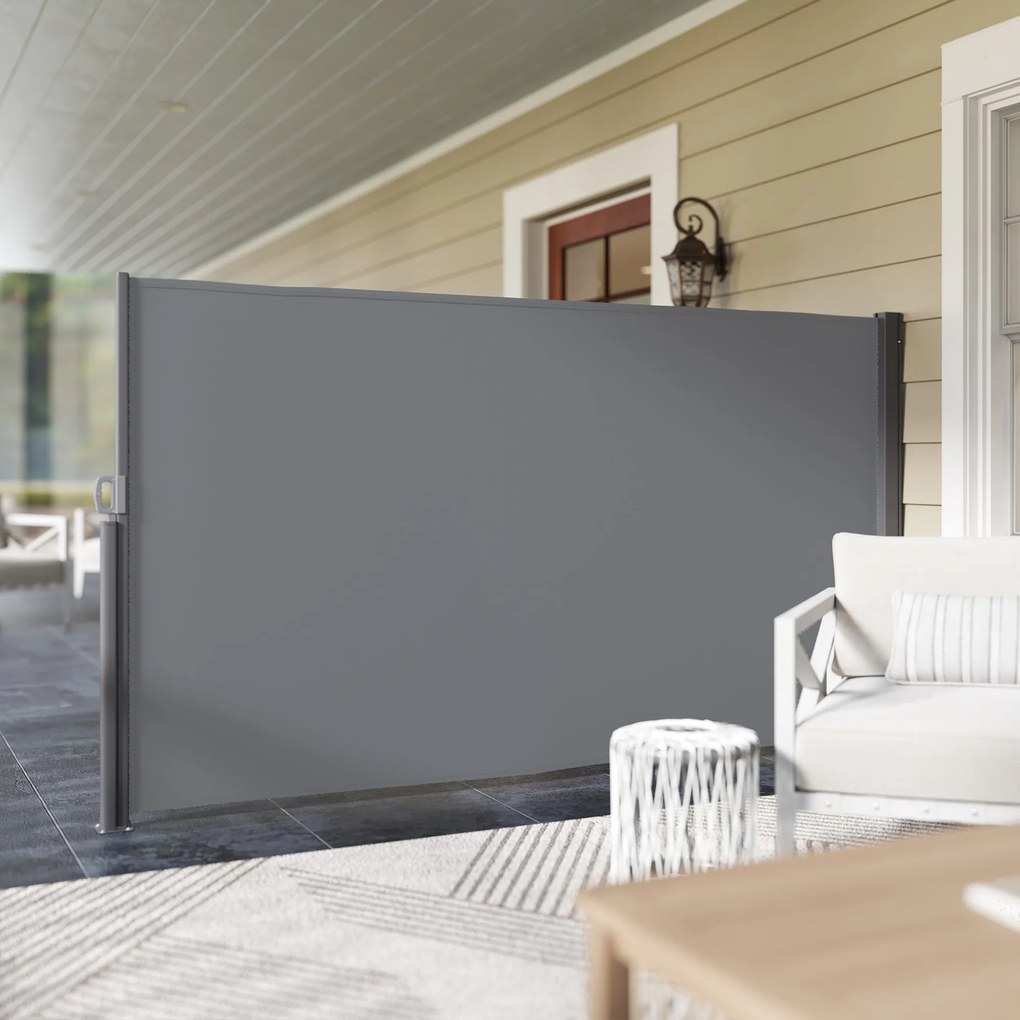 Outsunny Rozsuwana Markiza Boczna na Balkon i Taras 300x180cm Ciemnoszara