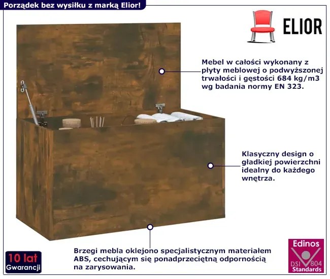 Minimalistyczna skrzynia na pościel przydymiony dąb - Karox