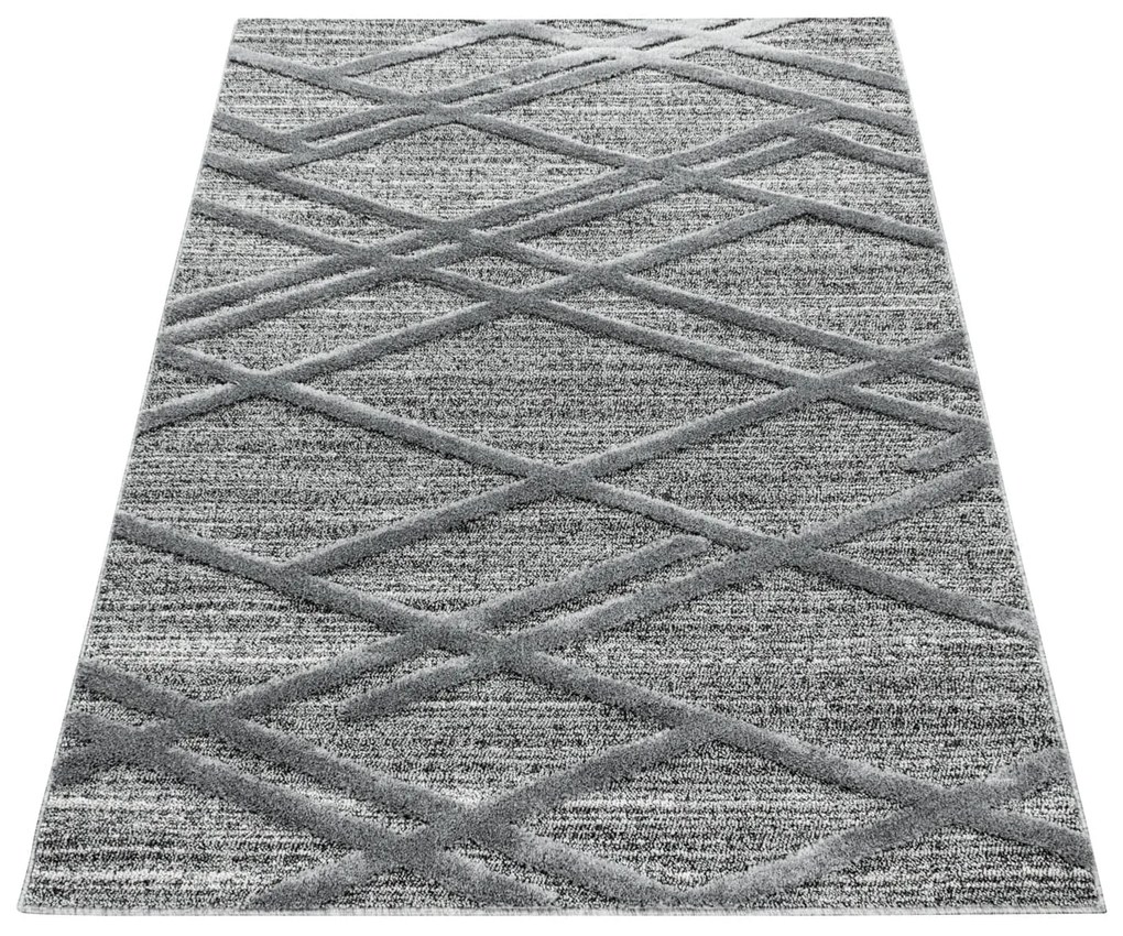 Dywan nowoczesny 3D La Casa krata szary 200 cm x 290 cm