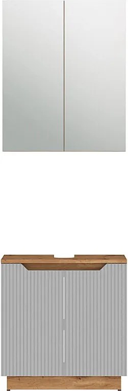 Zestaw mebli łazienkowych dąb/szary w paski 59.8x32x62.1 lotta