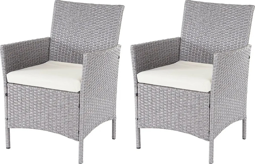 Fotel rattanowy Halden (zestaw 2 sztuk), szary, kremowe poduszki
