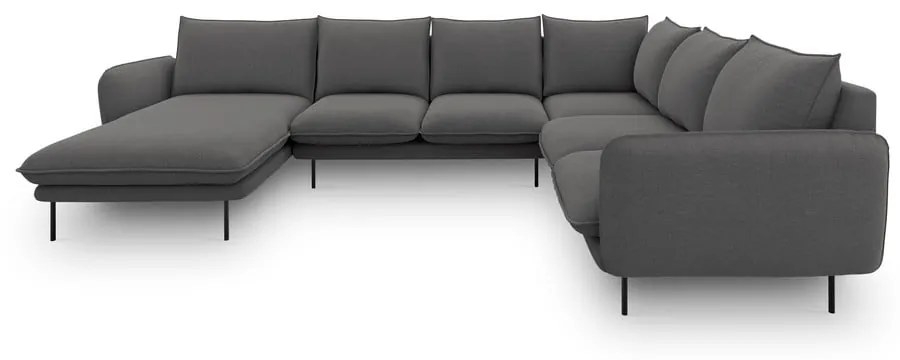 Ciemnoszara sofa w kształcie litery U Cosmopolitan Design Vienna, prawostronna