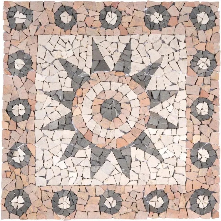 Mozaika marmurowa, motyw kwiatu, o wymiarach 90 x 90 cm.