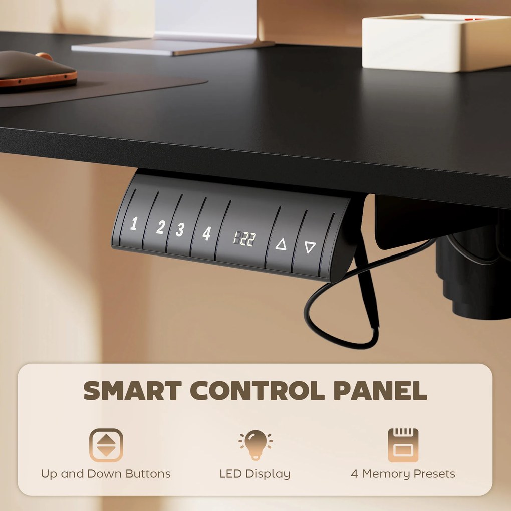 Vinsetto Biurko stojące, regulowane, komputerowe 140 cm x 70 cm x 116 cm, Czarne