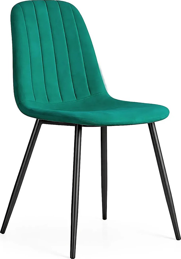 Zestaw 4 zielonych pikowanych krzeseł welurowych C9-F08