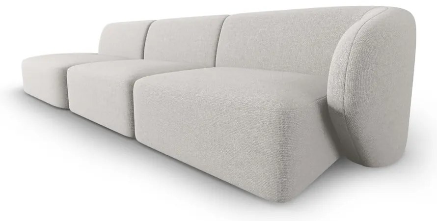 Jasnoszara sofa z tkaniny szenilowej prawostronna 311 cm Paolo – Milo Casa