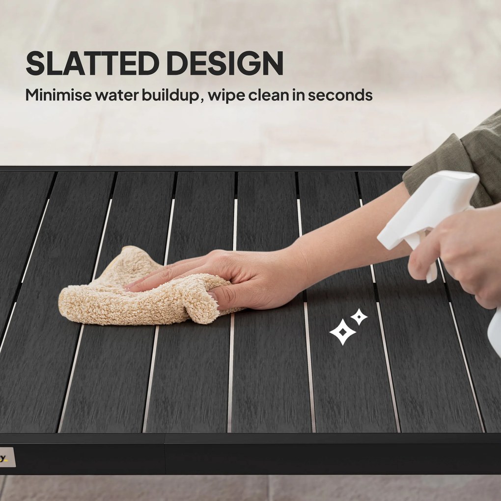 Outsunny Stół ogrodowy na zewnątrz, Stół wypoczynkowy na zewnątrz, Odporny na warunki atmosferyczne, 190 x 90 x 74 cm, Czarny