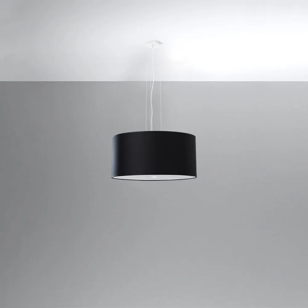 Czarna lampa wisząca z tekstylnym kloszem ø 50 cm Volta – Nice Lamps