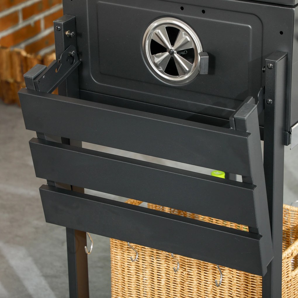 Outsunny Grill węglowy Grill BBQ-Grill, włącznie z termometrem, otwieraczem do butelek, 120 x 64 x 114 cm, czarny