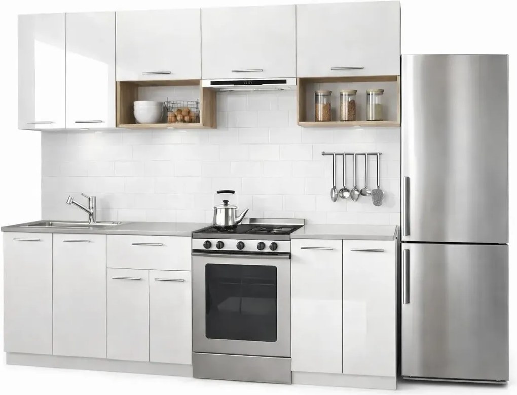 Zestaw mebli kuchennych - biały połysk + dąb sonoma 45x12x4 Z4-B65