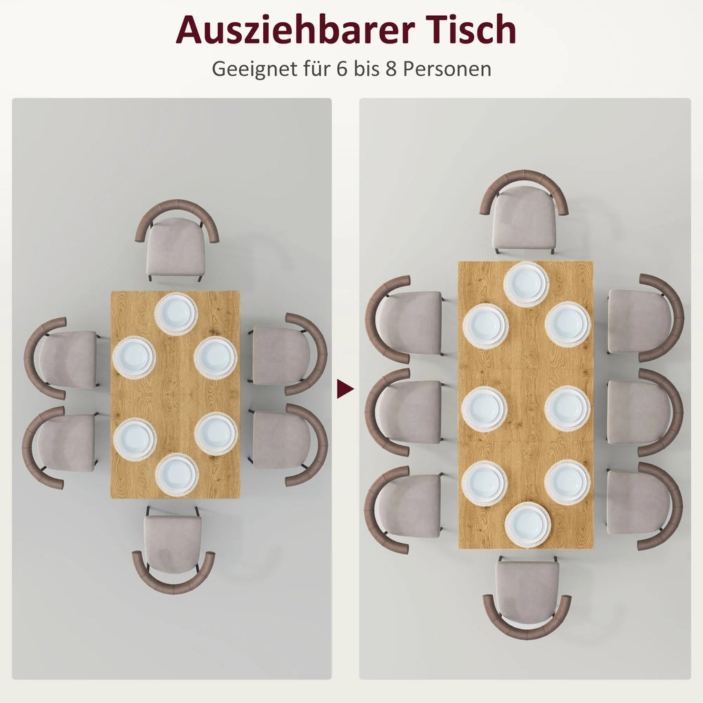 HOMCOM Rozkładany stół kuchenny dla 6-8 osób z solidnymi stalowymi nogami nowoczesny design | Aosom PL