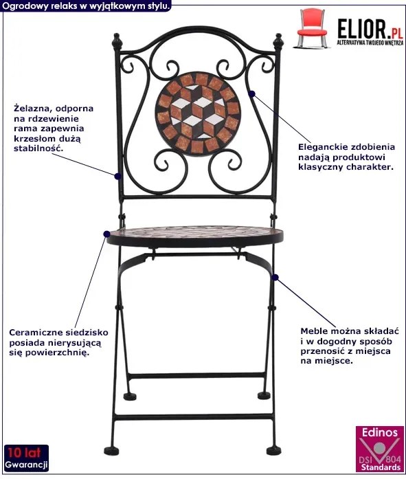 Zestaw mozaikowych krzeseł ogrodowych - Thea