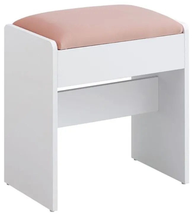 Tapicerowany taboret/krzesło VELVET do toaletki, 45×45×28,6 cm, biały/różowy Vasagle