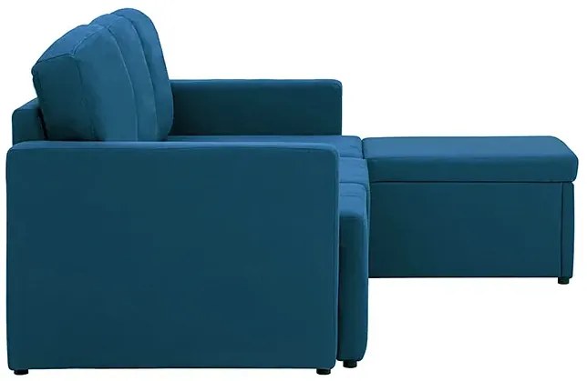 Rozkładana sofa modułowa niebieska tkanina - Odi 4Q