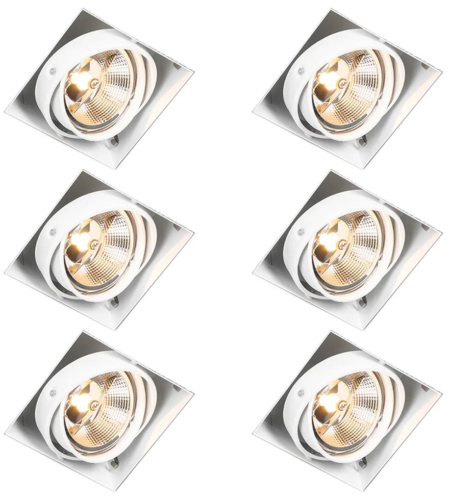 Zestaw 6 reflektorów wpuszczanych białych GU10 AR111 bezramkowych z regulacją - Oneon