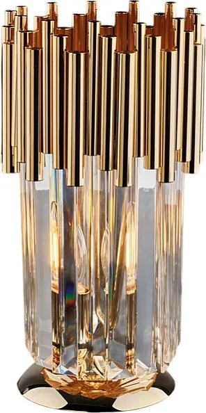 Lampa stołowa Ravel 1-punktowa z pozłacanego żelaza z kryształkami H.30 Ø16 BL268-LT-OR