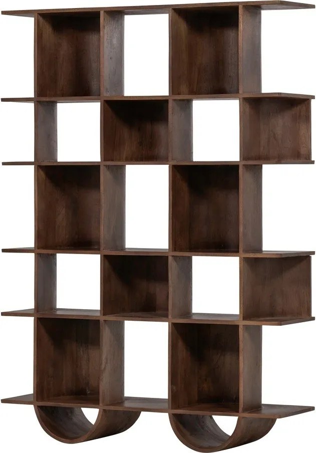 Ciemnobrązowy regał z litego drewna mango 130x180x35 cm Sinne – WOOOD