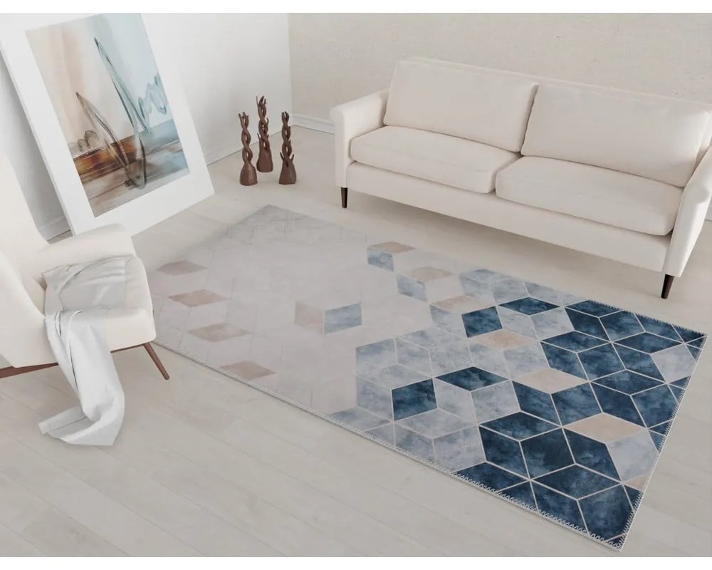 Granatowo-kremowy dywan odpowiedni do prania 150x80 cm – Vitaus