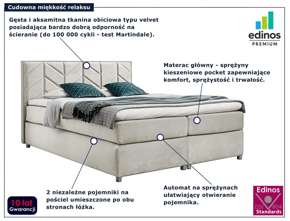 Kremowe łóżko kontynentalne 5 rozmiarów W3-T13