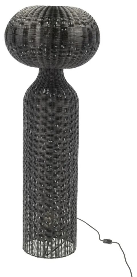 Czarna lampa stojąca z rattanowym kloszem (wysokość 130 cm) Werna – Villa Collection