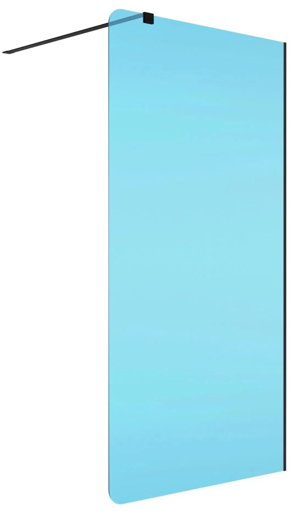 Ścianka prysznicowa WALK IN FIX niebieska 8mm MOLIS NATURE Blue Round MASSI | rożne rozmiary : Kolor profili kabiny - czarny, Szerokość ścianki - 80 cm, Typ montażu - WALK in FIX (Do ściany)