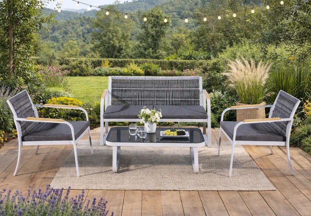 Zestaw meble ogrodowe Raro z plecioną liną
