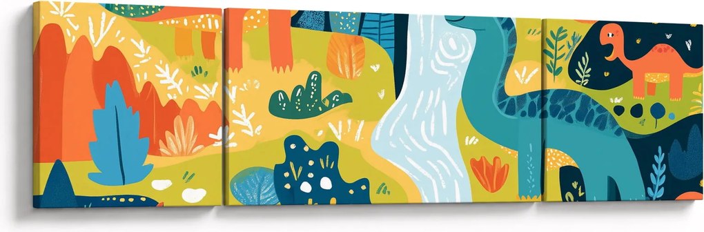 Obraz - Wesołe dinozaury (170x50 cm)