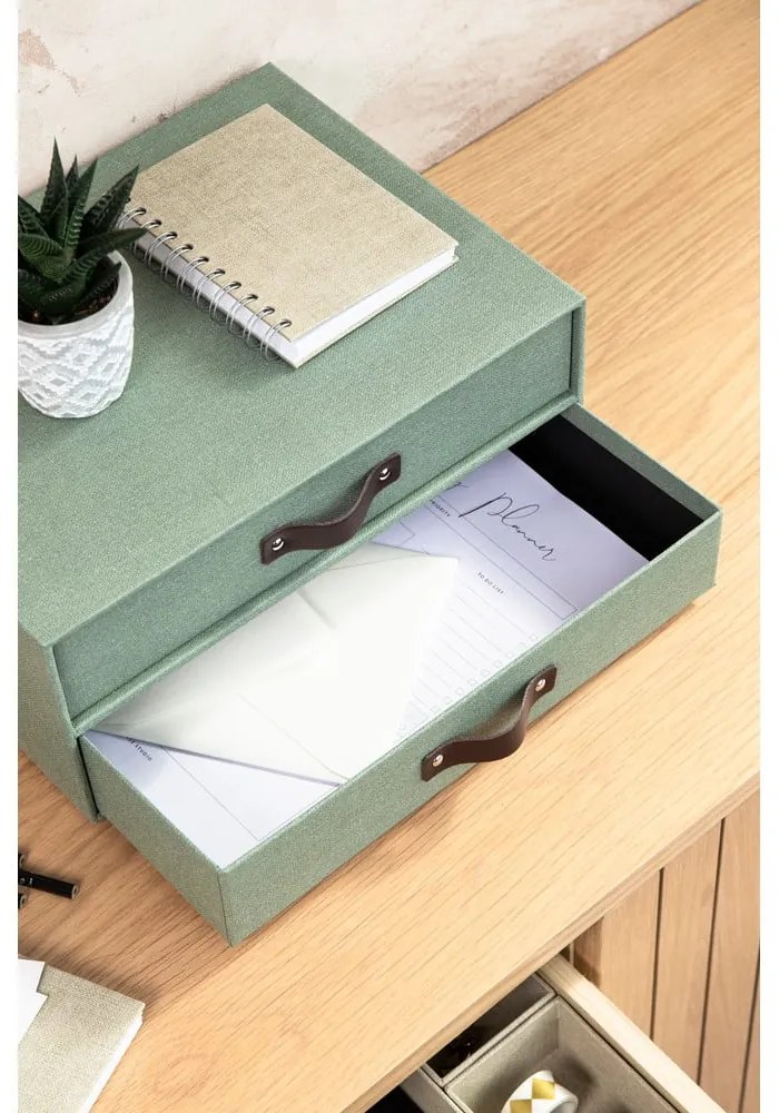 Zielony kartonowy organizer z szufladką Birger Canvas Paper Laminate – Bigso