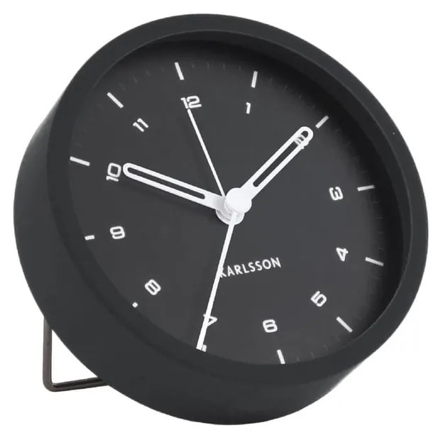 Czarny budzik Karlsson Tinge, ø 9 cm