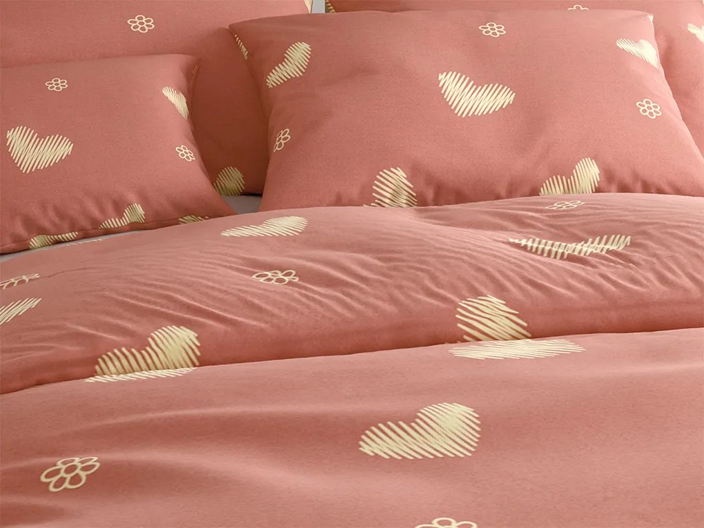 PrzytulneMieszkanie.pl PrzytulneMieszkanie.pl Pościel z mikrofibry ORANGE HEART, różowa Rozmiar pościeli: 2 szt 70 x 90 cm | 200 x 220 cm