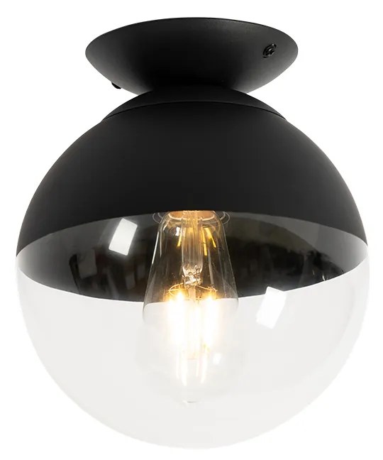 Retro lampa sufitowa czarna z przezroczystym szkłem - Eclipse Retro Oswietlenie wewnetrzne