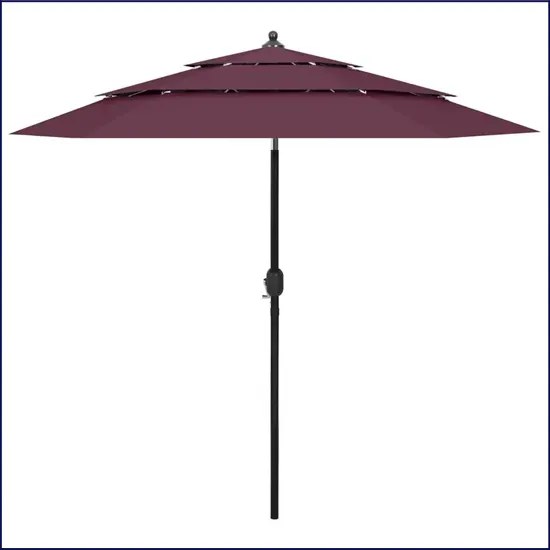Bordowy parasol ogrodowy z aluminiowym słupkiem R1-M25