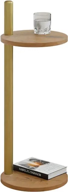 Stolik pomocniczy z metalowym stelażem dąb lancelot + złoty F3-H51