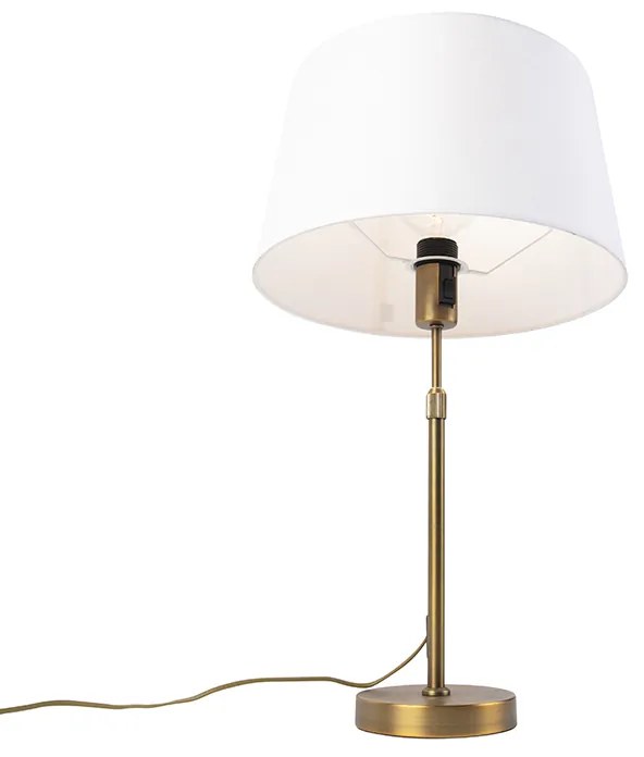 Lampa stołowa brązowa z abażurem lnianym białym 35cm - Parte klasyczny/Antyczny Oswietlenie wewnetrzne
