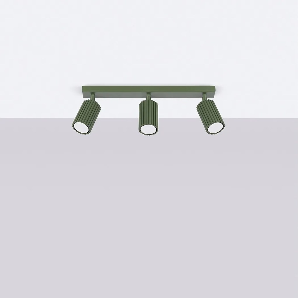 Lampa sufitowa minimalistyczny Gloow, aluminium - 3 źródło światła 4000K - L.45 x H.16.5 cm - zielony oliwkowy