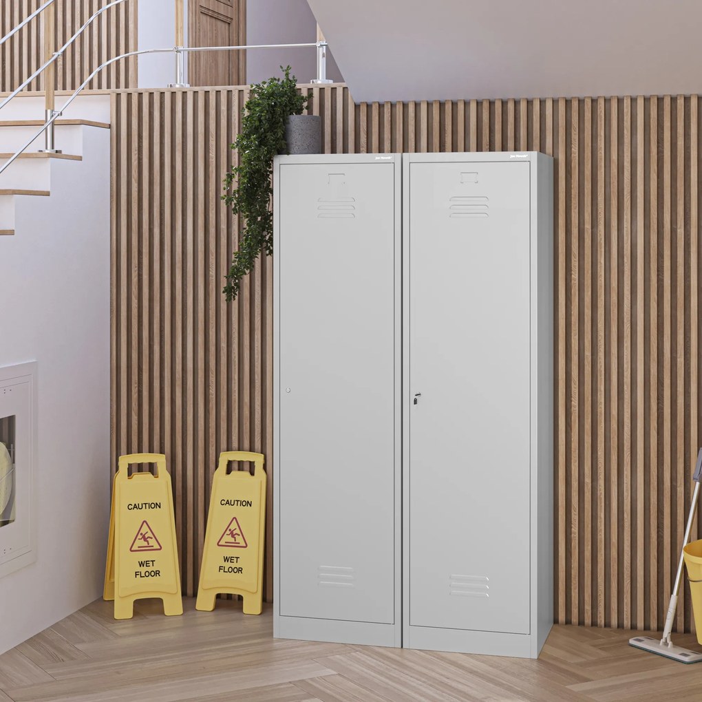 Metalowa szafa gospodarcza AGNES, 500 x 1850 x 500 mm, szara