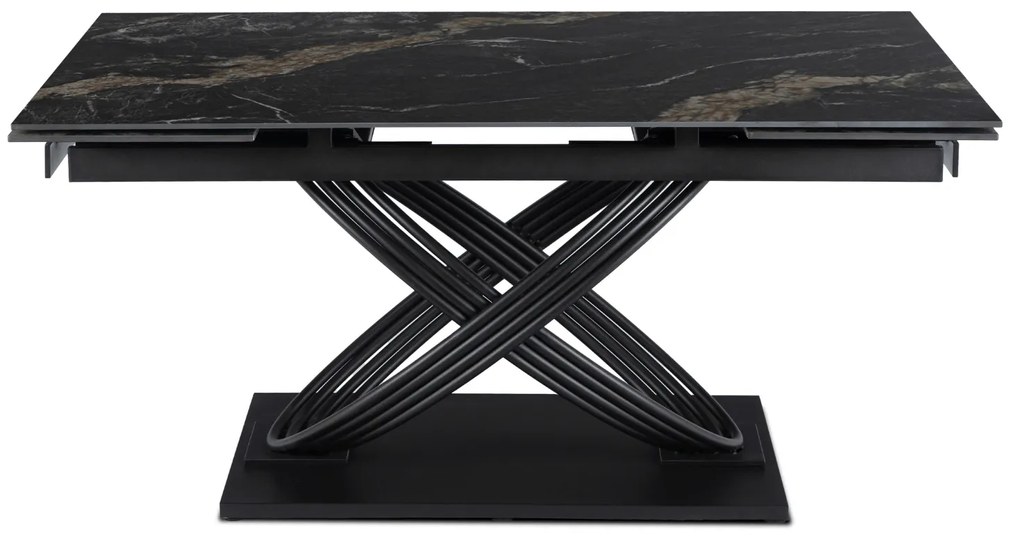 Stół Rozkładany Prostokątny IBIZA 160-240 cm Ceramiczny Czarny Marmur do Jadalni Nowoczesny Loft